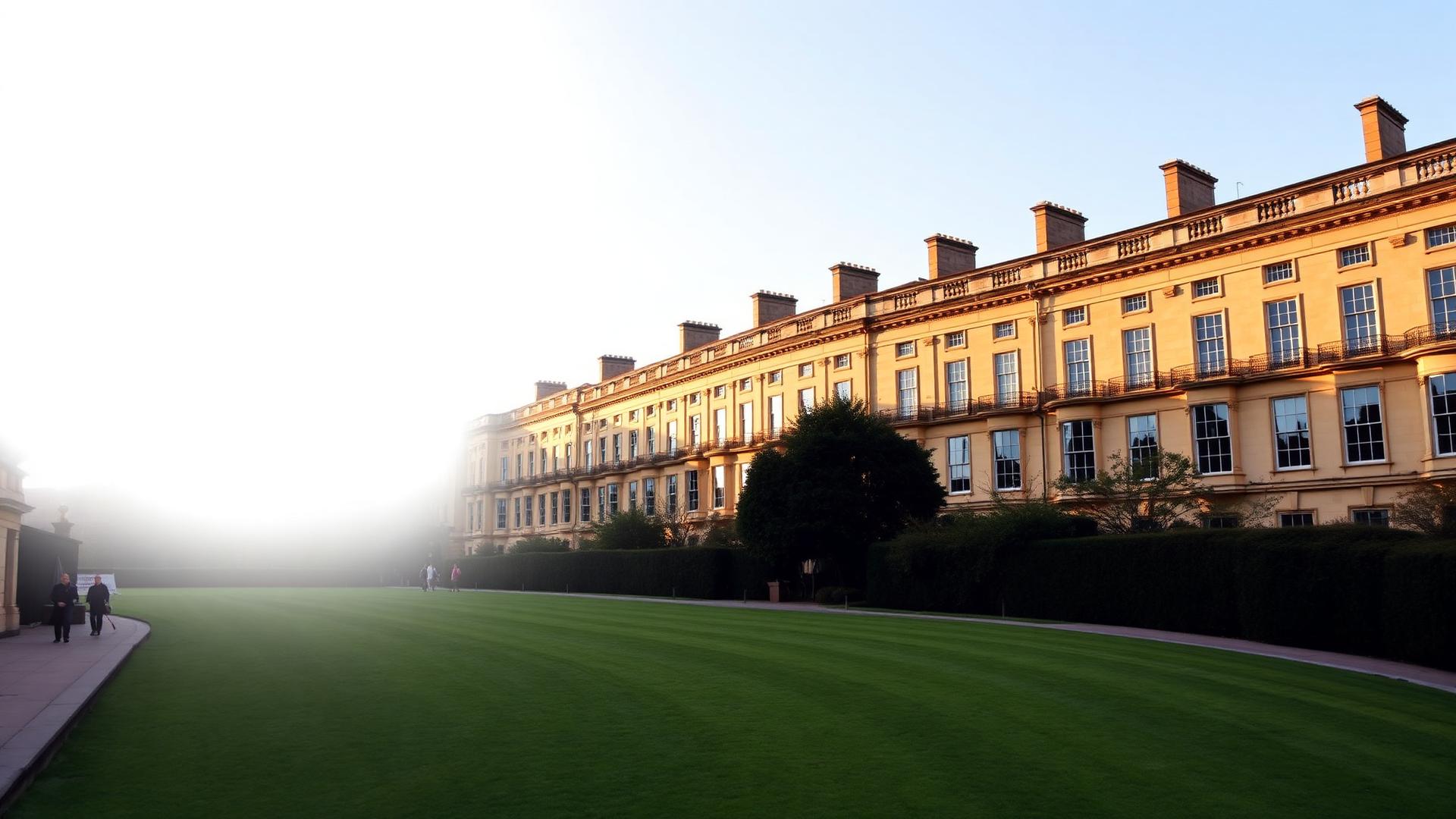 The honey-coloured Georgian Royal Crescent in Bath, Somerset, in soft afternoon light — Re-Finished surface restoration in Bath