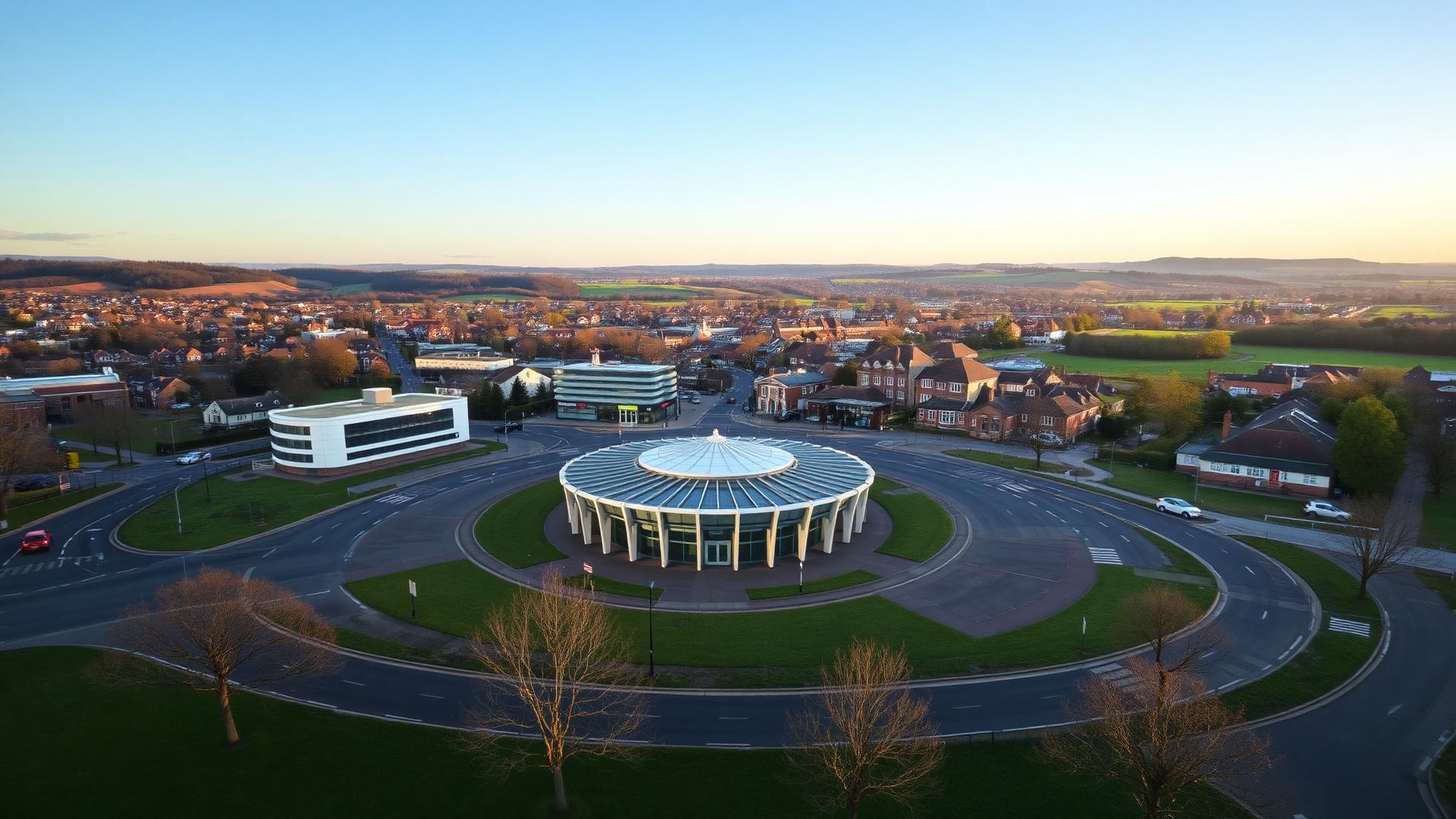 Aerial view of Swindon with the Wiltshire downs in the distance — Re-Finished surface restoration in Swindon